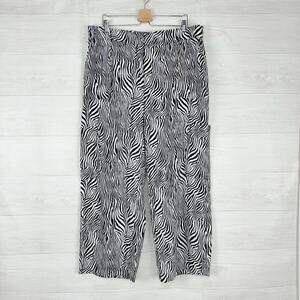 Michael Kors Womens Linen Blend Cargo Pants Plus Size 2X Zebra Print Casual